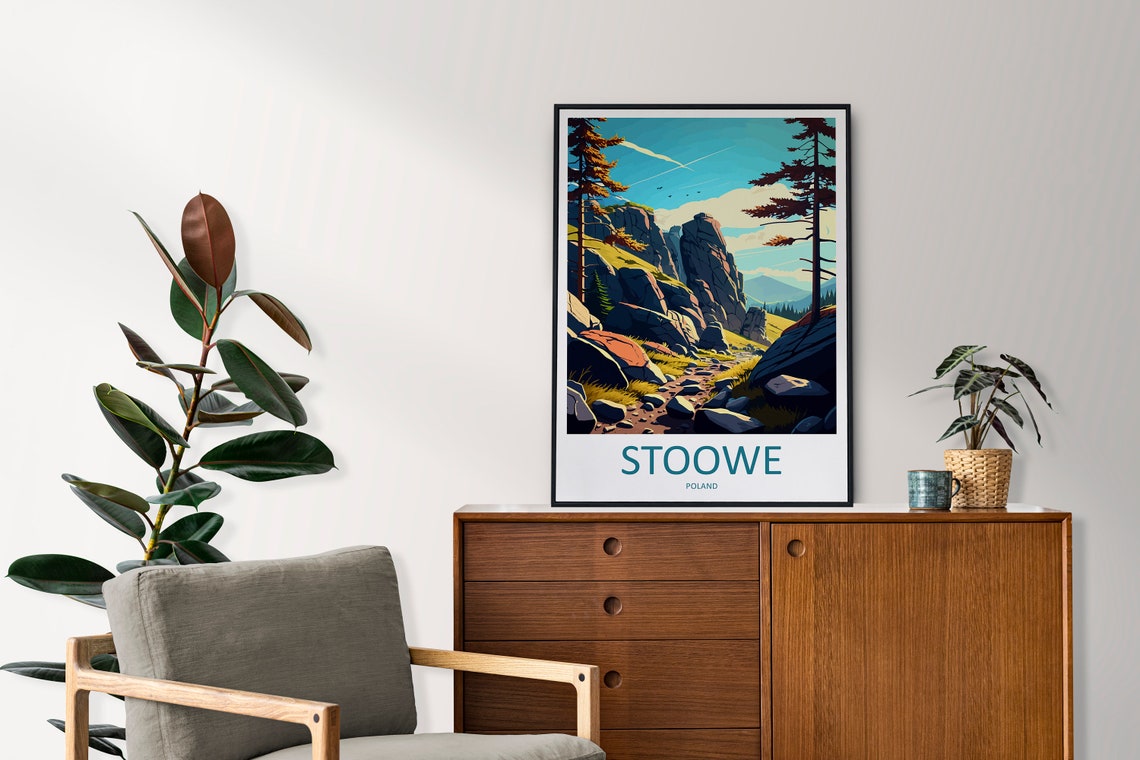 Stoowe Poland Granite Crags Mountain Trail Vintage Travel Poster - Image 2