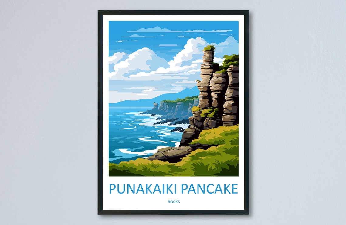Punakaiki Pancake Rocks New Zealand Coastal Cliffs Scene Poster