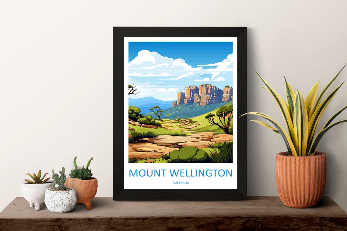 Mount Wellington Australia Illustrated Rocky Plateau Travel Poster - Image 3