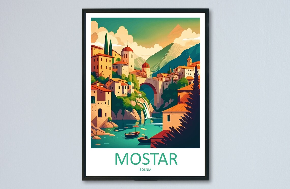 Mostar Travel Print, Bosnia City Art Print