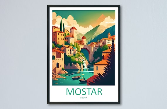 Mostar Travel Print, Bosnia City Art Print