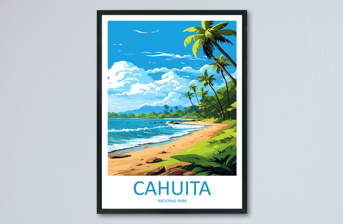 Cahuita National Park Wave Washed Palm Beach Costa Rica Travel Poster