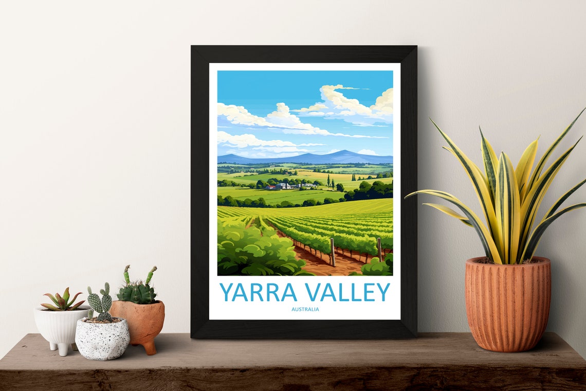 Yarra Valley Australia Vineyard Rows Beneath Rolling Hills Poster - Image 3