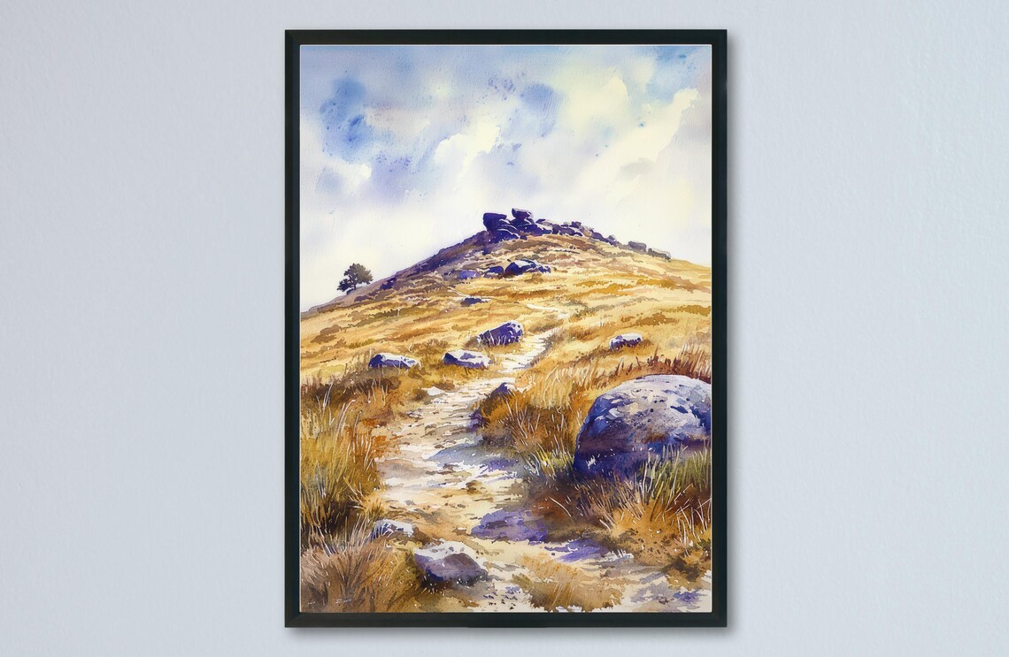 Dartmoor Watercolor Poster, United Kingdom Art Print