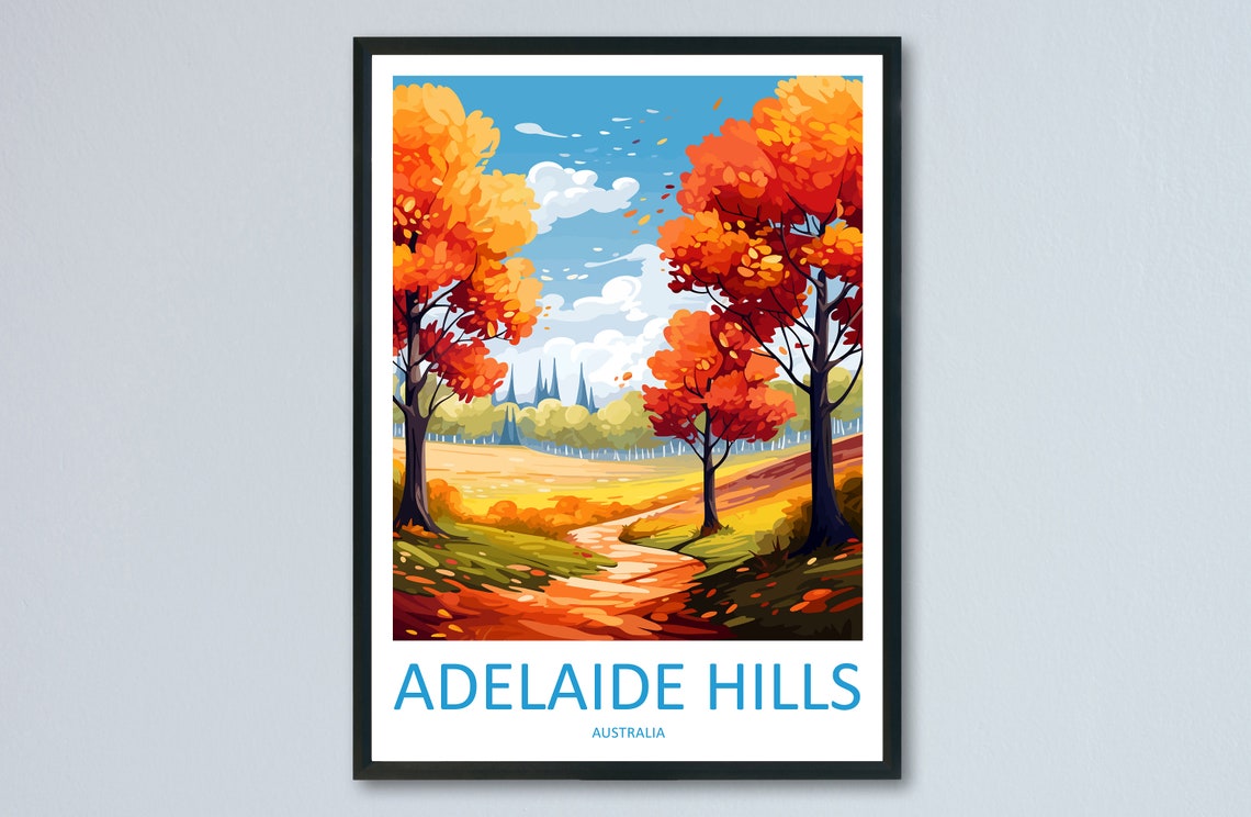 Adelaide Hills Australia Autumn Trees Country Path Warm Poster