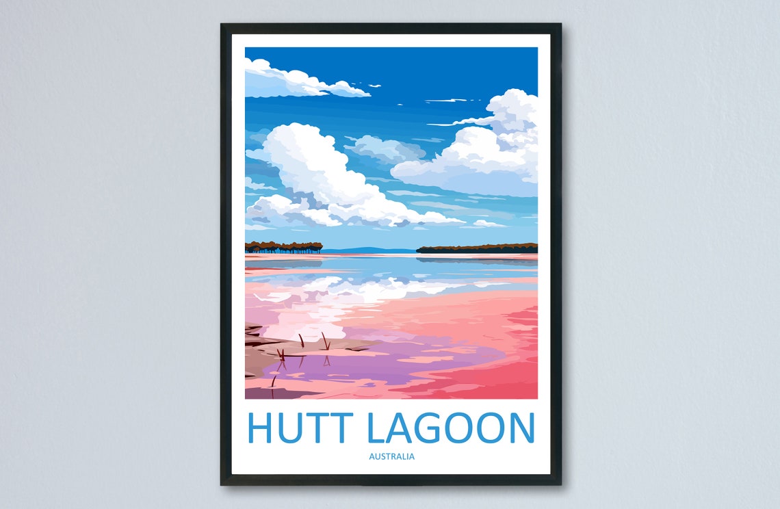 Hutt Lagoon Western Australia Pink Shores Lake Calm Travel Poster
