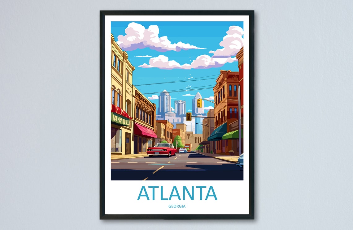 Atlanta Georgia Vibrant Downtown Street Scene With Skyscrapers Poster