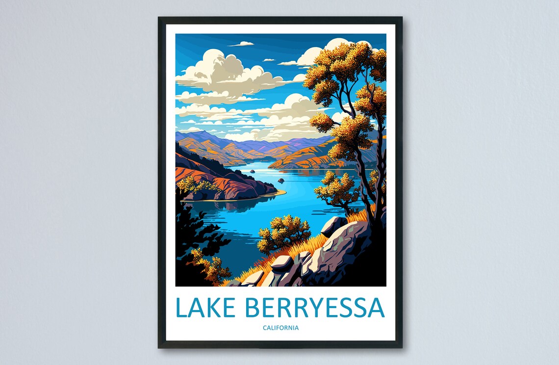 Lake Berryessa Travel Poster, California Wall Art