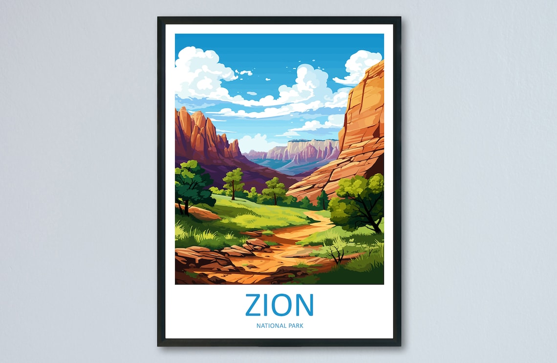 Zion National Park Travel Print Wall Art Zion National Park Wall Hanging Home Dcor Zion National Park Art Lovers Utah Art Lover Gift