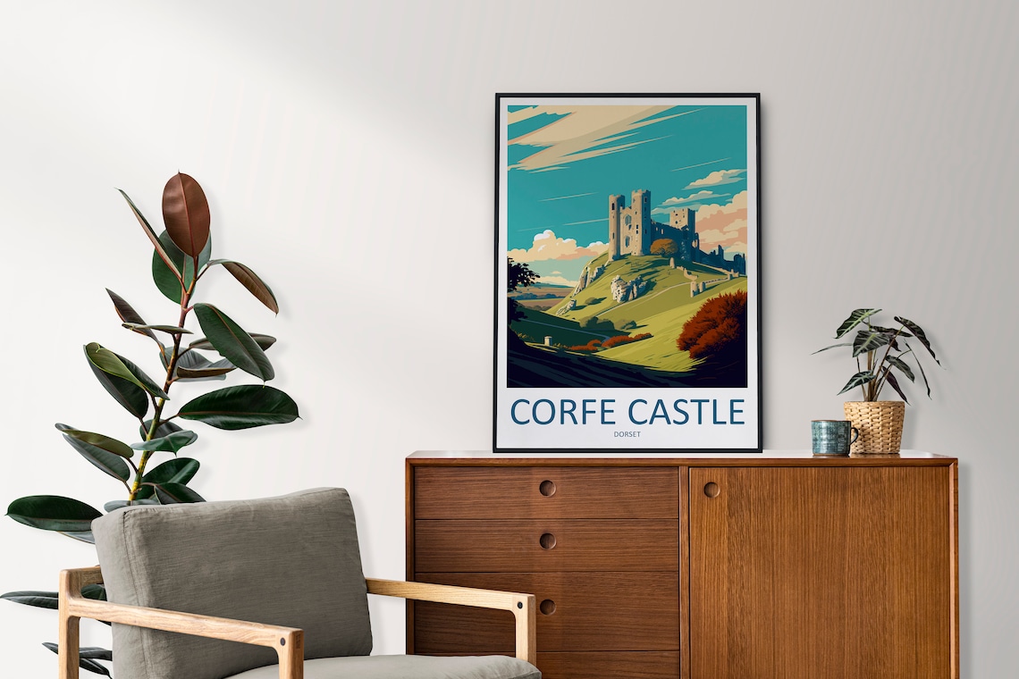 Corfe Castle Travel Poster, England Wall Decor - Image 2