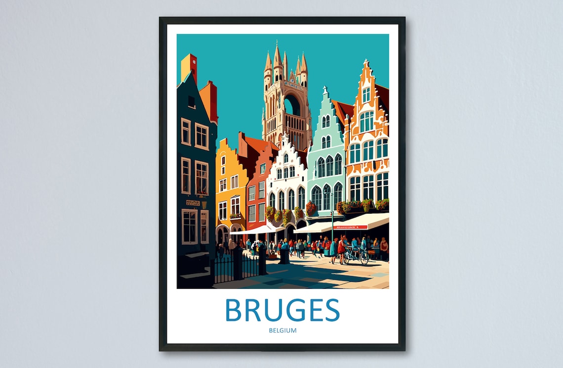 Bruges Travel Poster, Belgium Wall Decor