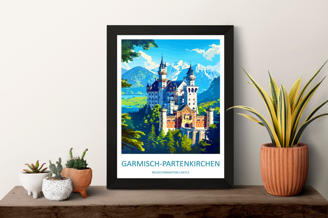 Garmisch Partenkirchen Neuschwanstein Castle Bavaria Travel Poster - Image 3