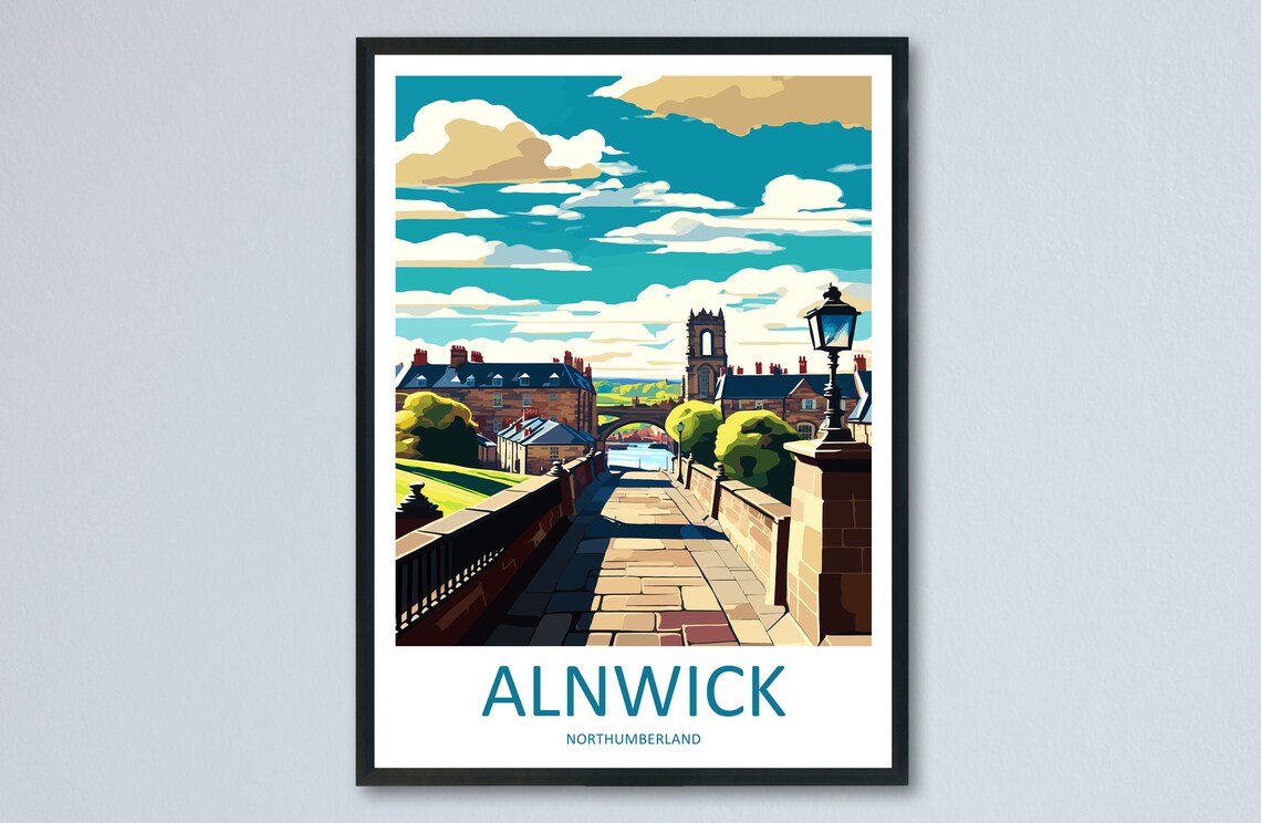 Alnwick Travel Poster, England Wall Art Print