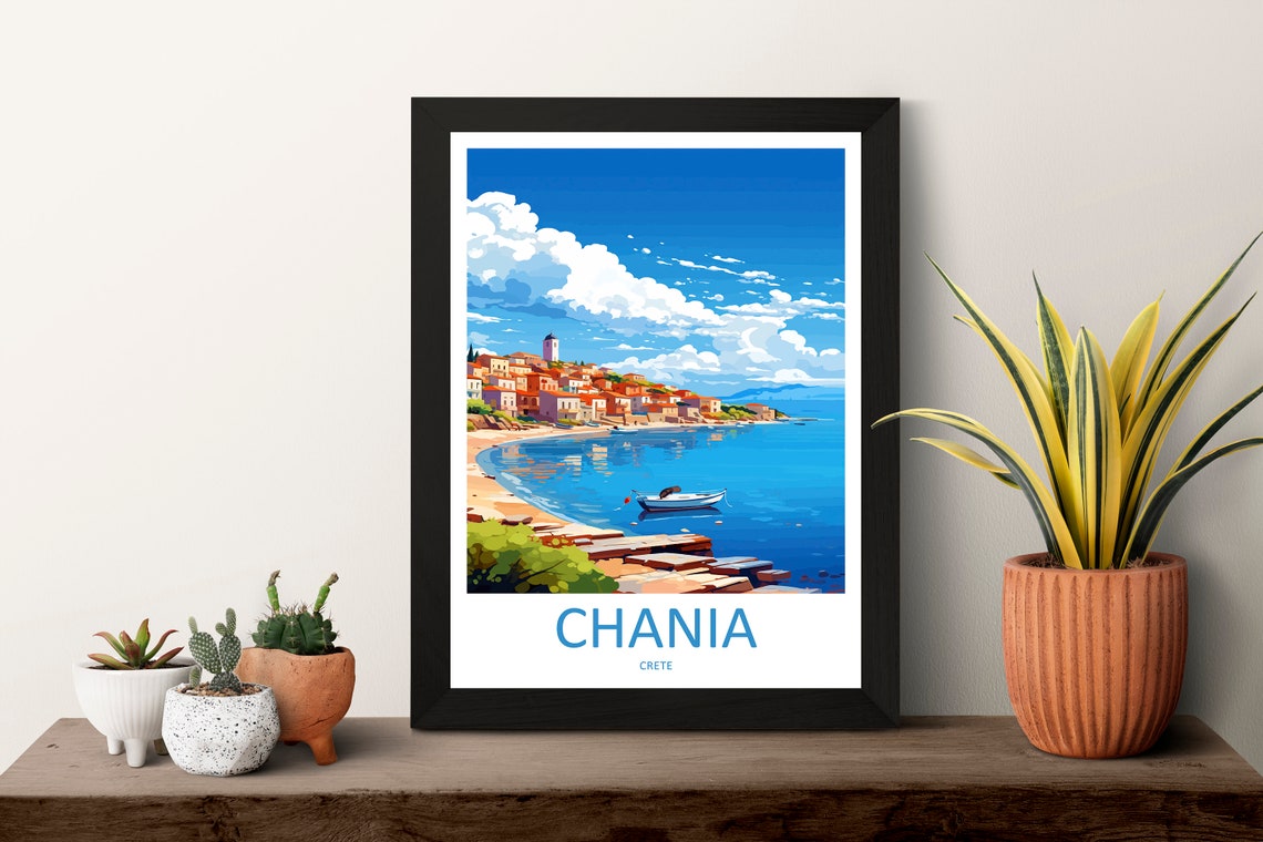Chania Crete Greece Vintage Coastal Town Harbor Travel Poster - Image 3