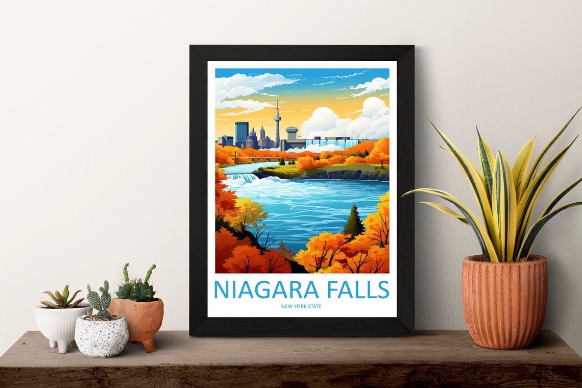 Niagara Falls Autumn Foliage River Rapids Scenic Travel Poster - Image 3