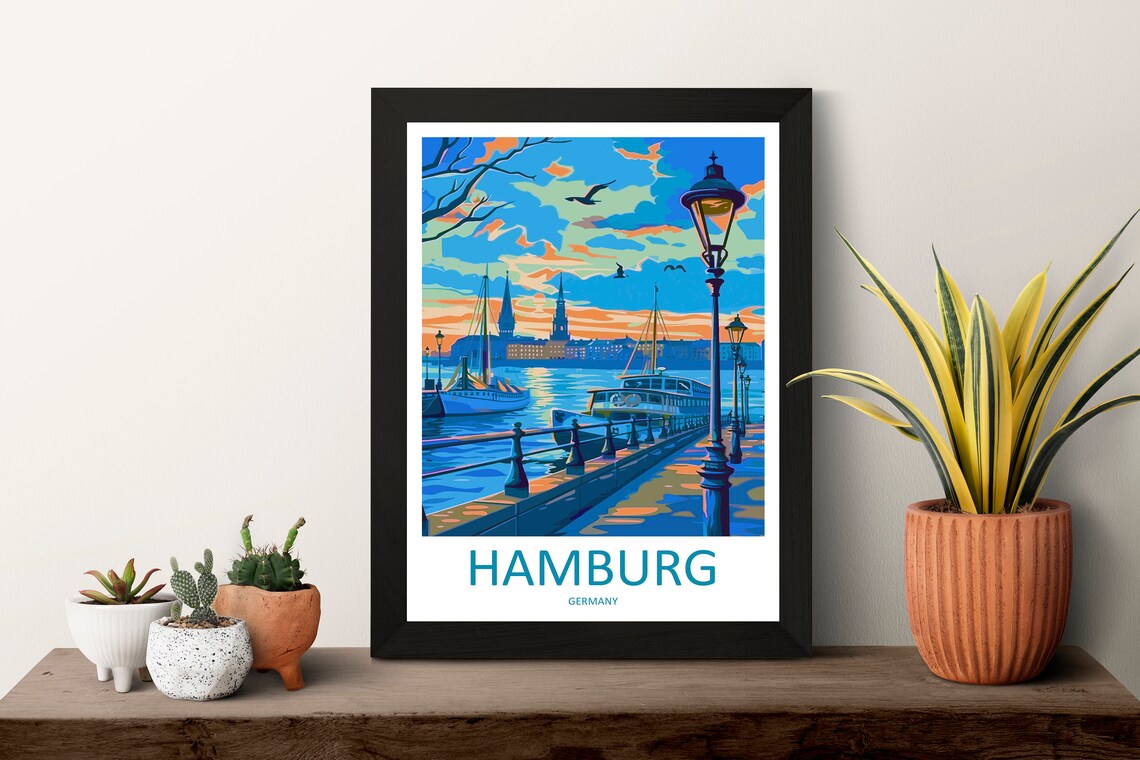 Hamburg Travel Poster, Germany Place Print - Image 3