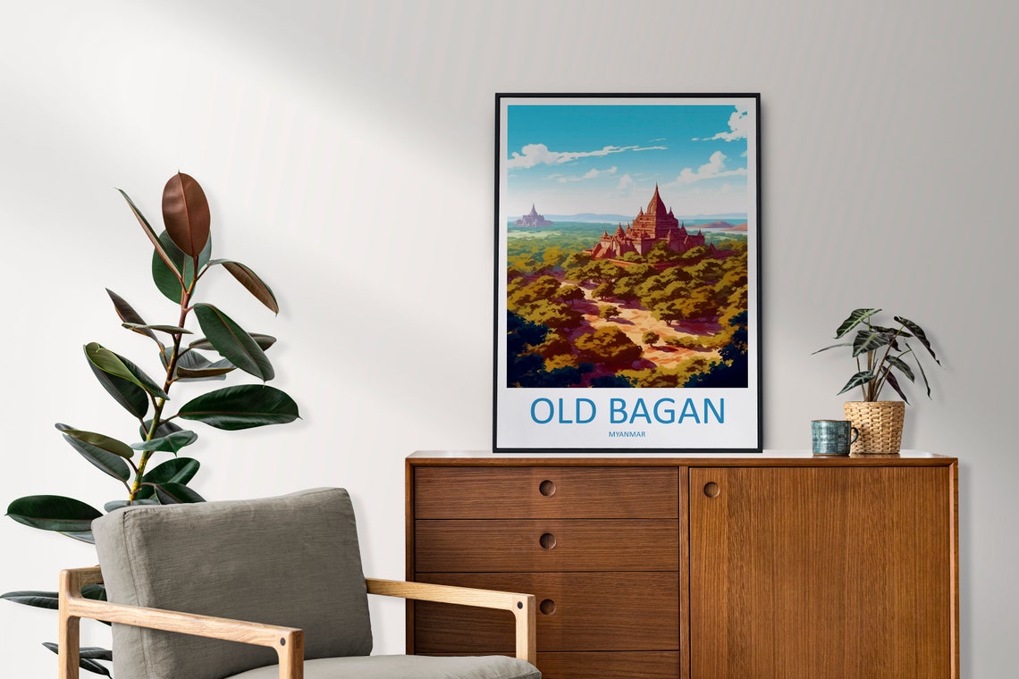 Old Bagan Myanmar Ancient Temple Jungle Panorama Travel Poster - Image 2