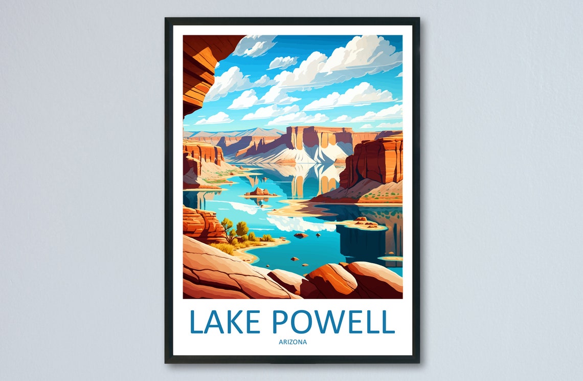 Lake Powell Arizona Red Rock Canyon Blue Water Travel Poster