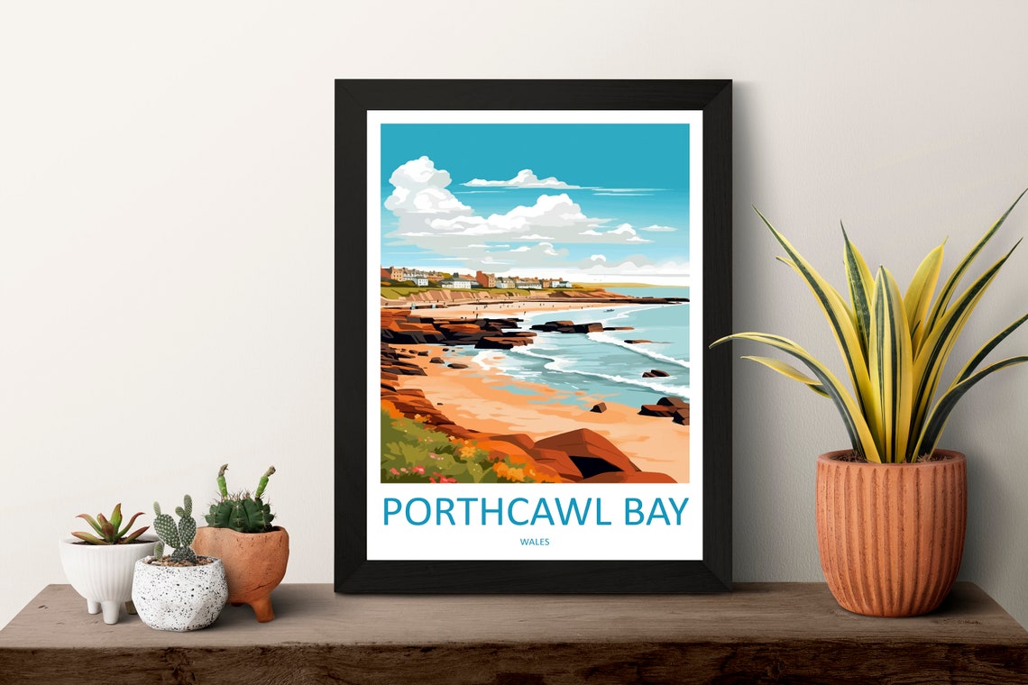 Porthcawl Bay Wales Rocky Shoreline Seaside Town Beach Poster - Image 3