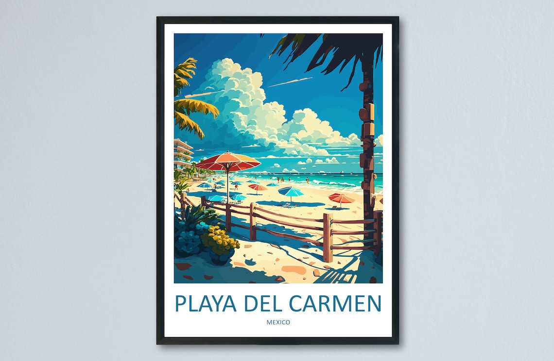 Playa Del Carmen Travel Poster, Place Wall Art