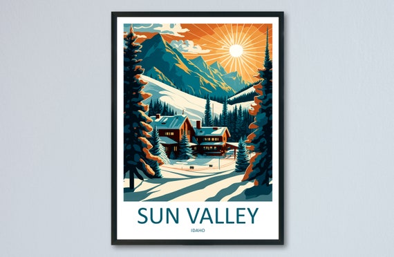 Sun Valley Travel Print Wall Art Sun Valley Wall Hanging Home Dcor Sun Valley Gift Art Lovers Ski Art Lover Gift Sun Valley Print Skiing