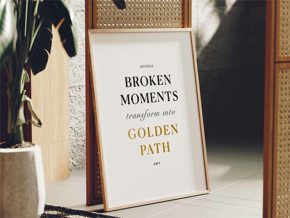 Kintsugi Golden Quote Japanese Typography Art Print