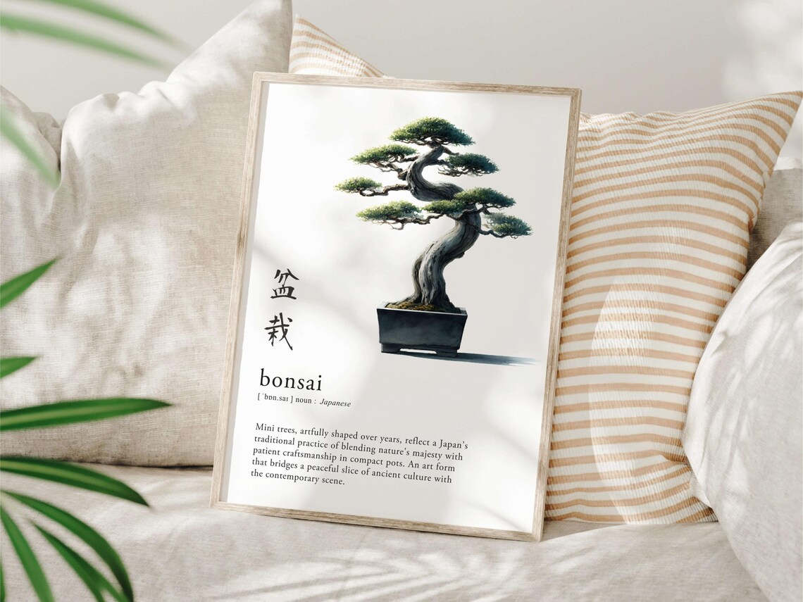 Bonsai Definition Wall Art, Japanese Language Poster