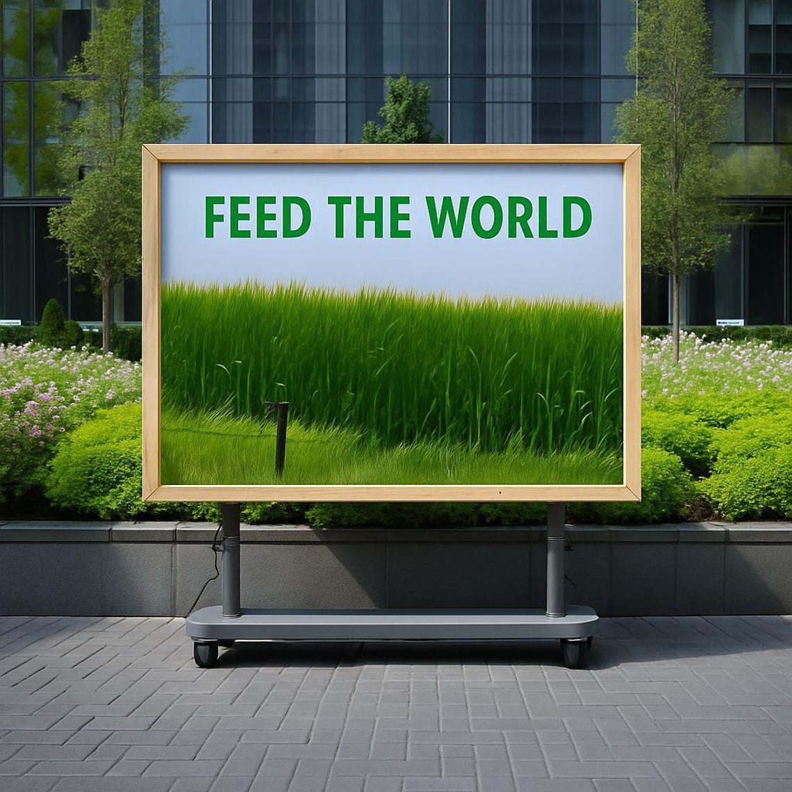Feed the World Green Grass Meadow Environmental Quote Poster