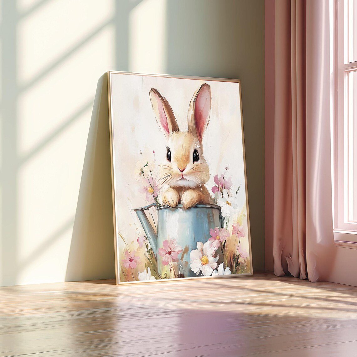 Easter Bunny Art Print, Cute Neutral Spring Farmhouse - Image 4