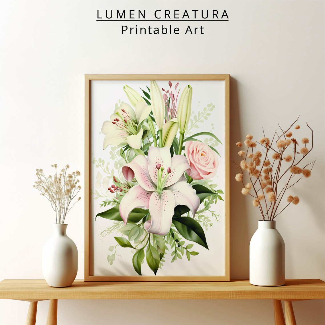 Lily Flower, Minimalist Flower Drawing Art Print