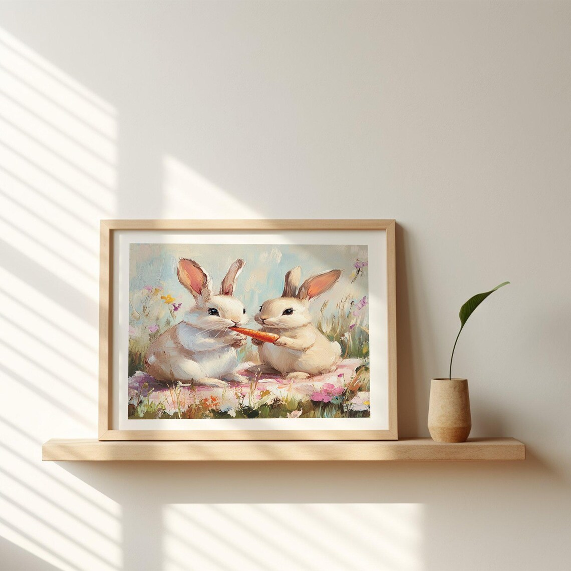 Easter Bunny Art Print, Cute Neutral Spring Farmhouse - Image 2