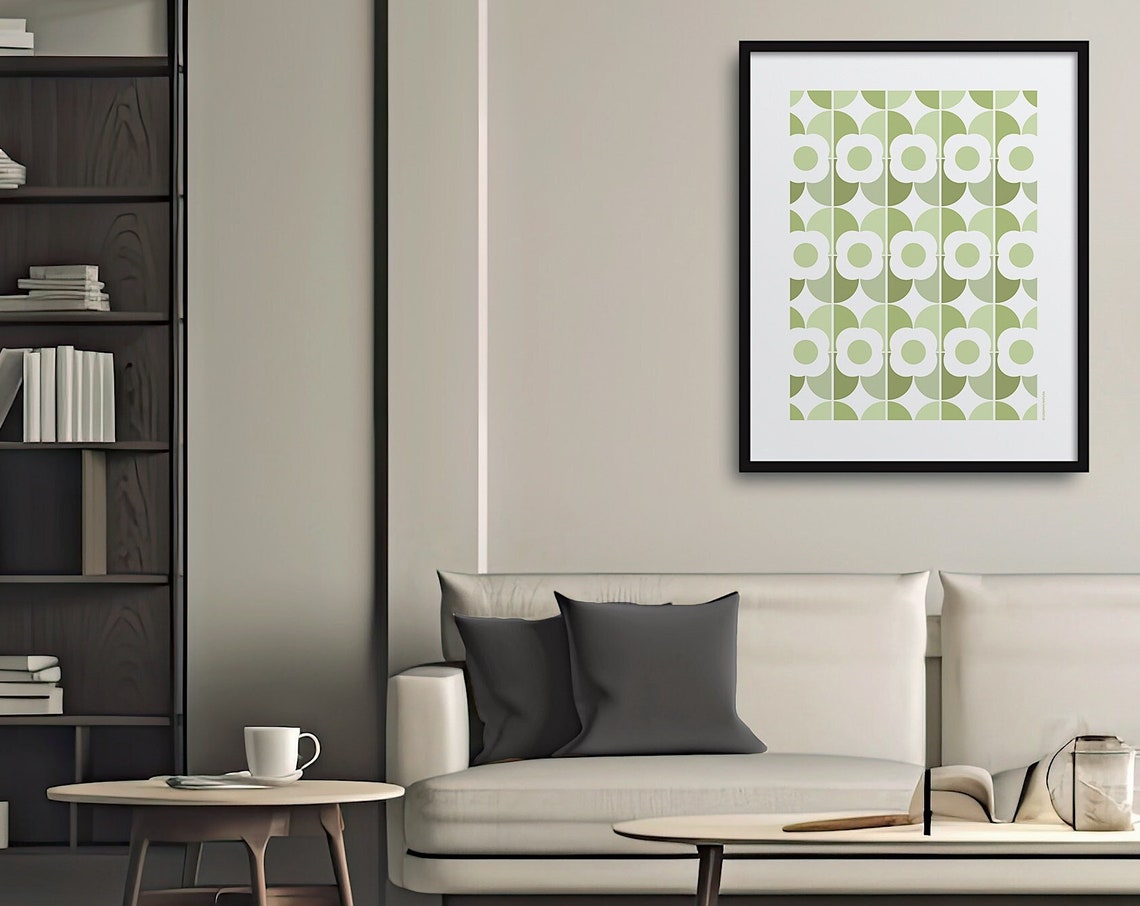 Geometric Flower Print Modern Floral Art Geometric Floral Print Green Floral Poster Nature Wall Art Organic Modern Decor - Image 5