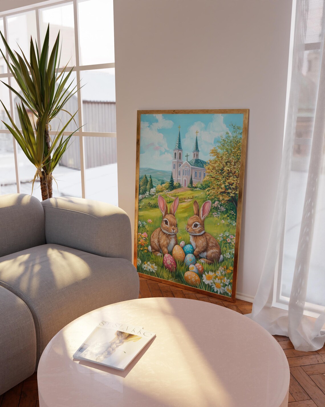 Easter Bunny Art Print, Spring Meadow Decor - Image 4