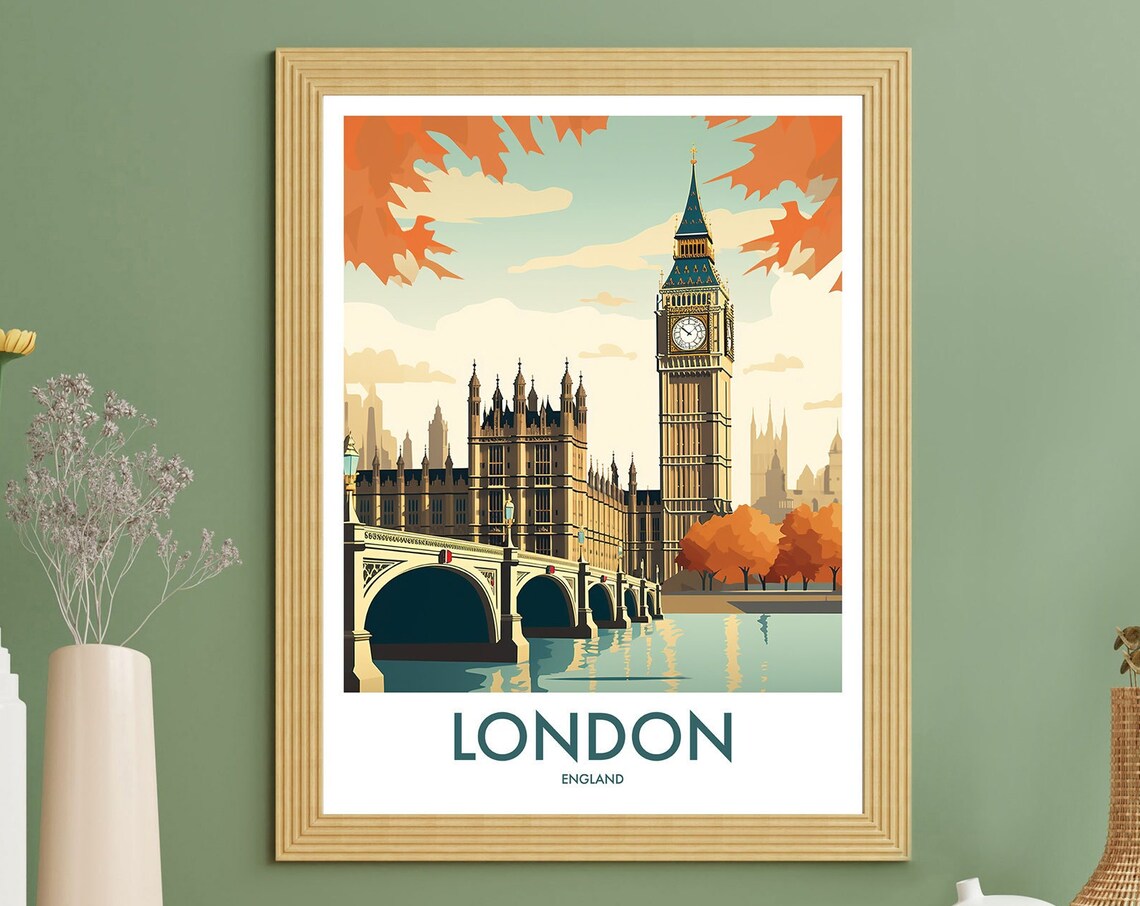 London England Home Decor Travel Poster - Image 2