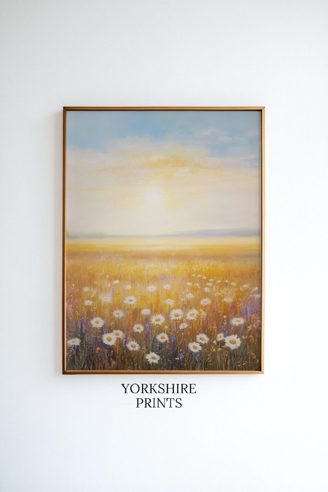Wildflower Field Landscape Art Print Vintage Oil Painting Country Field Wall Art Field Oil Painting Wildflower Wall Art - Image 3