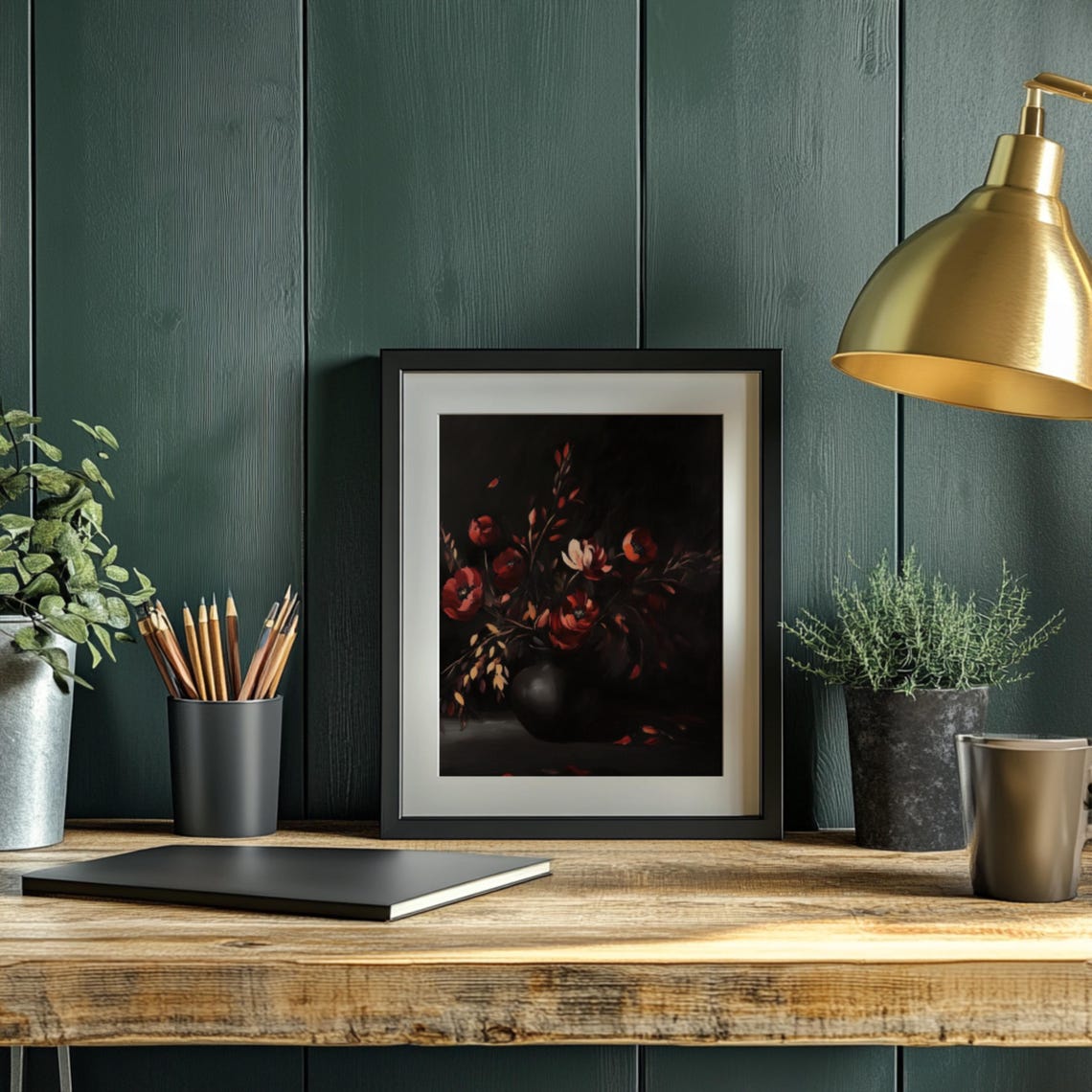 Moody Flower Print Moody Floral Wall Art Dark Academia Print Antique Moody Oil Painting Vintage Flower Painting Dark Botanical Art - Image 2