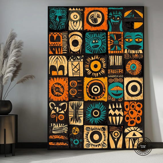 African Culture Wall Art Decor Tribal Abstract Canvas Africa Gift Home