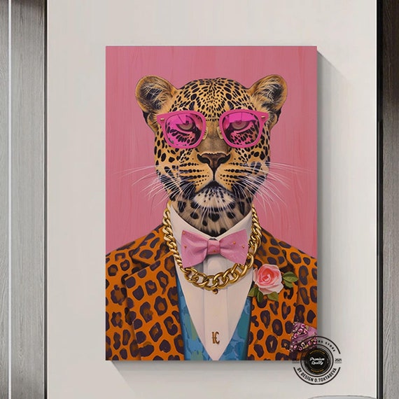 Elegant Leopard In Suit Poster Picture To Frame Exclusive Wall Art For Living Room Bedroom