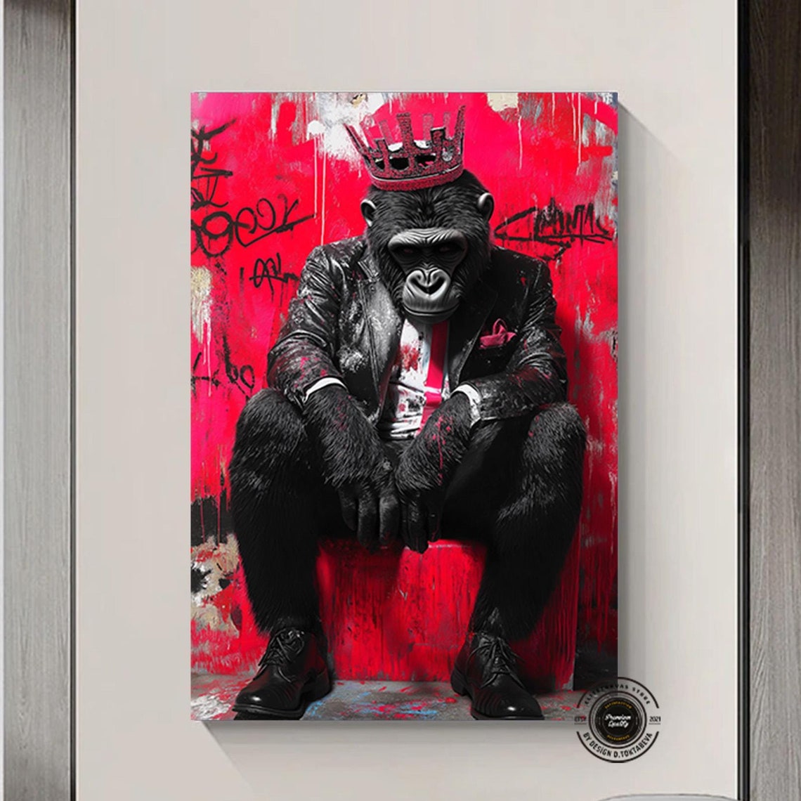 King Monkey Graffiti Canvas Art Print Pop Wall Large Painting Street