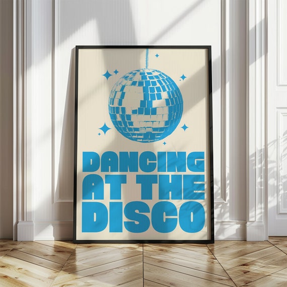 Dancing At The Disco Wall Art Disco Ball Print Funky Print Groovy Posters Dorm Room Decor Retro Wall Art Vintage Print
