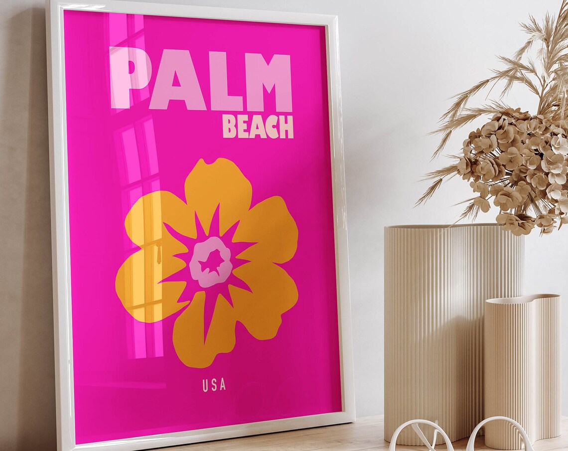 Palm Beach Travel Poster, Preppy Beach Art Print
