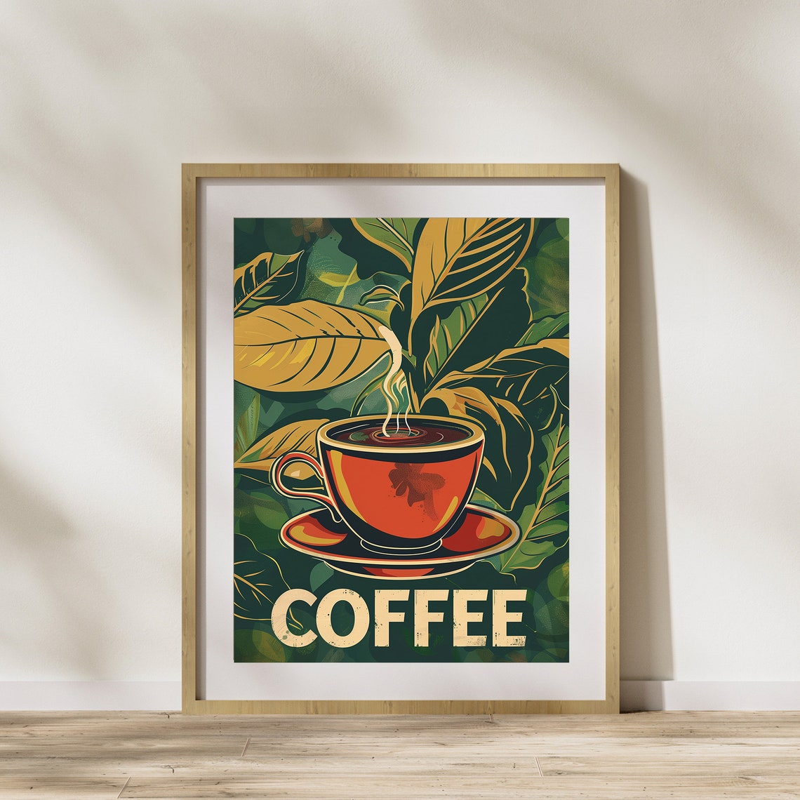 Vintage Large Red Coffee Cup Retro Kitchen Typography Poster - Image 3