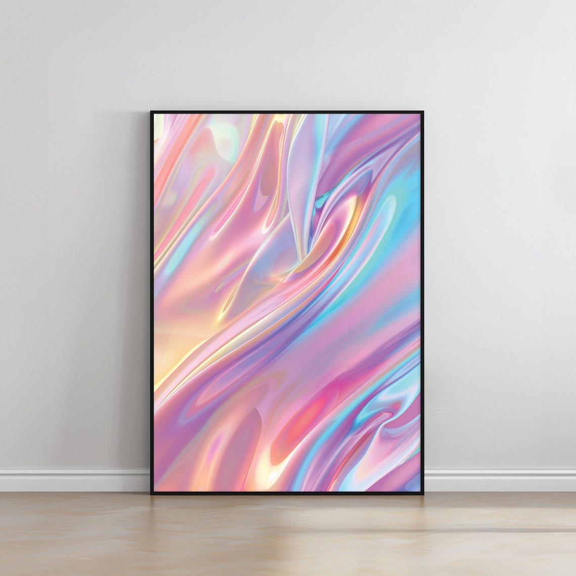 Iridescent Pastel Silk Waves Holographic Abstract Dream Art Poster - Image 5