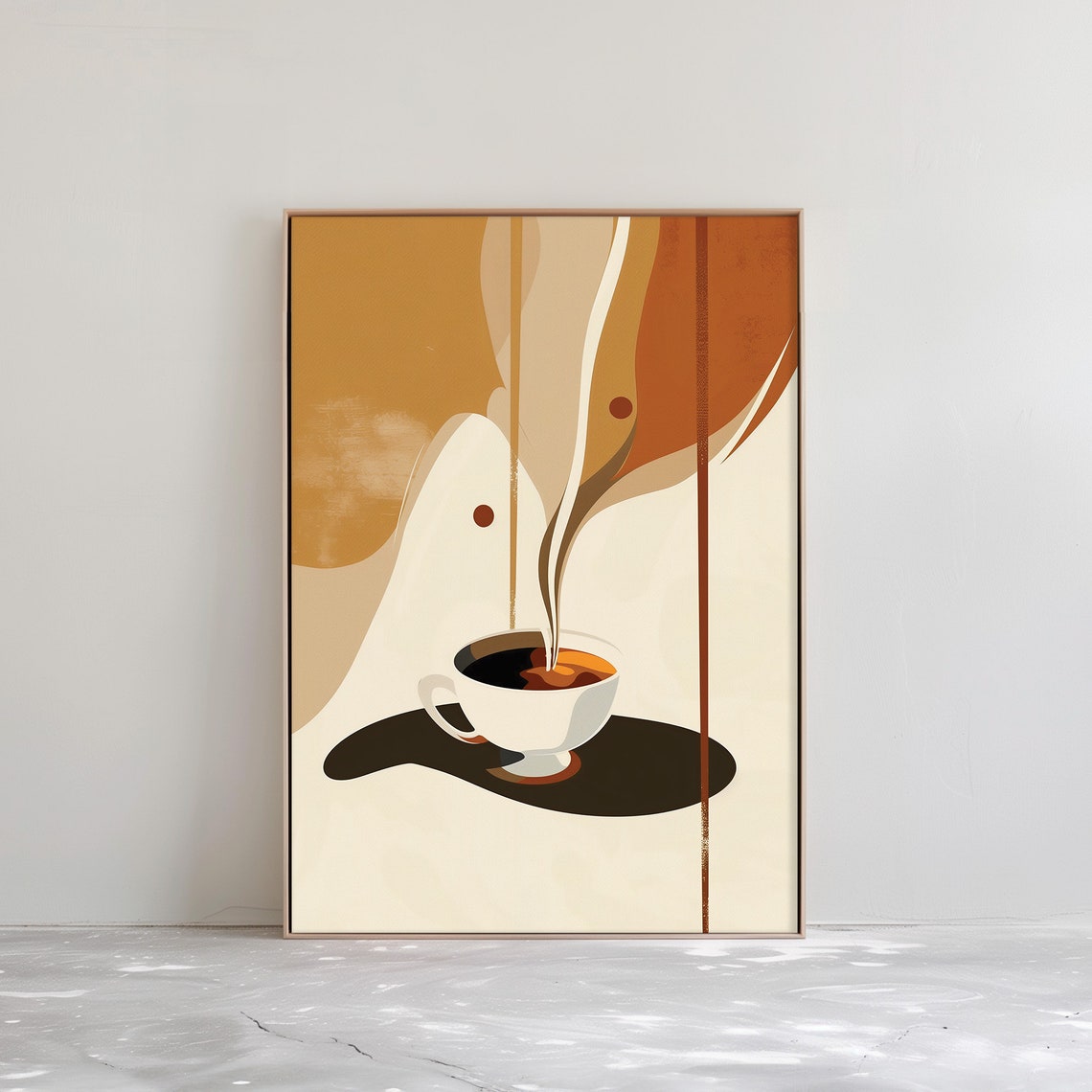 Abstract Coffee Cup Mid Century Modern Warm Minimalist Poster