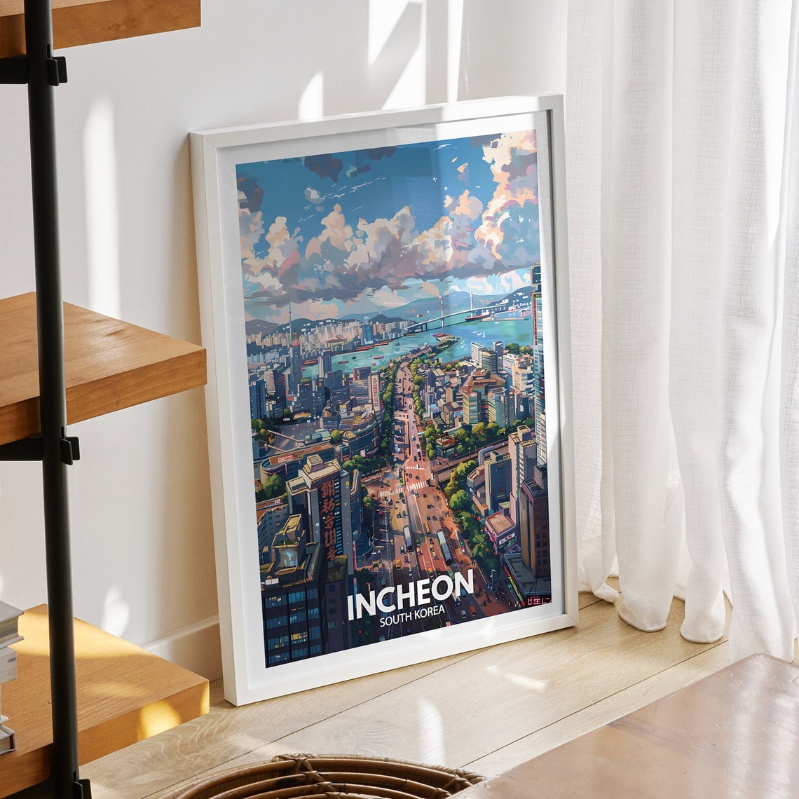 Incheon Travel Print South Korea Incheon Travel Poster South Korea Travel Poster South Korea Cityscape Wall Art Unique City Decor