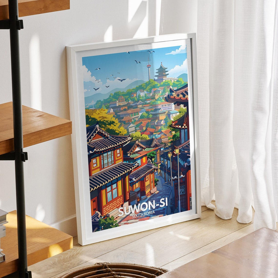 Suwon Si Print South Korea Suwon Si Travel Poster South Korea Travel Poster South Korea Cityscape Wall Art Unique City Decor