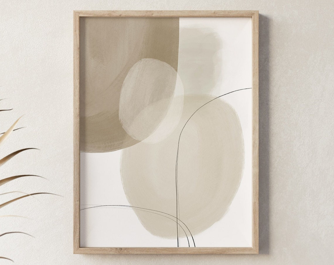 Soft Neutral Beige Overlapping Brushstrokes Abstract Art Poster - Image 3
