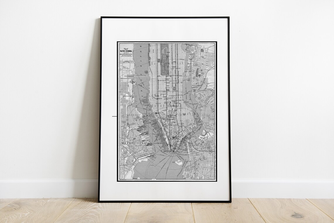 Map Of New York 1898 Antique Manhattan Poster City Historical