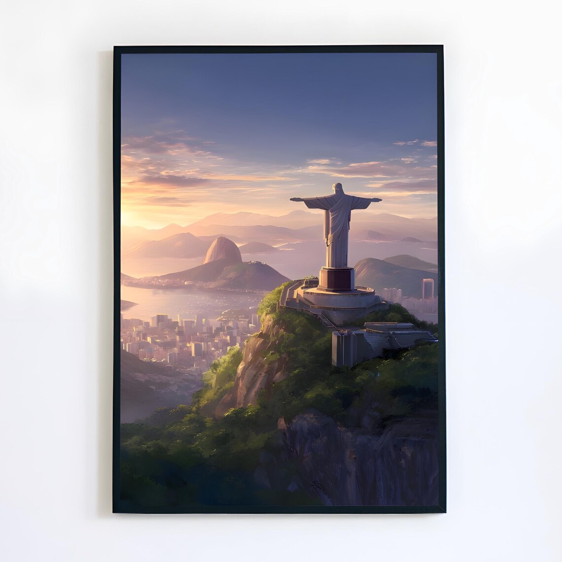 Christ The Redeemer Rio De Janeiro Brazil Sunset Travel Art Poster