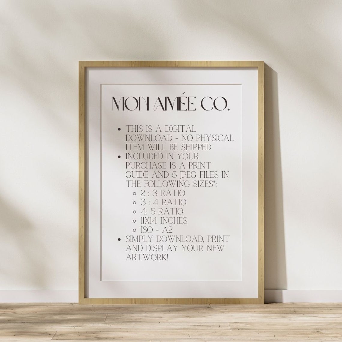 Mon Amee Co Digital Download JPEG Guide 5 Sizes Info Card Poster